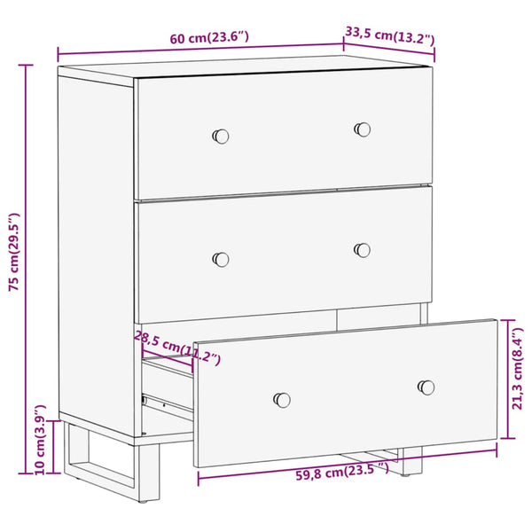vidaXL Armoires d'appoint 2 pcs Marron et Noir 60x33,5x75 cm Bois de manguier