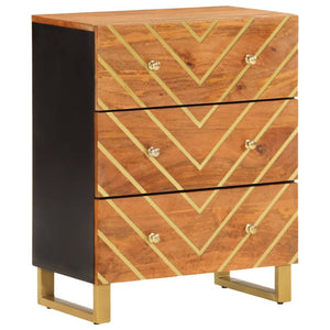 Beistellschränke 3er Set Mango Massivholz Braun & Schwarz