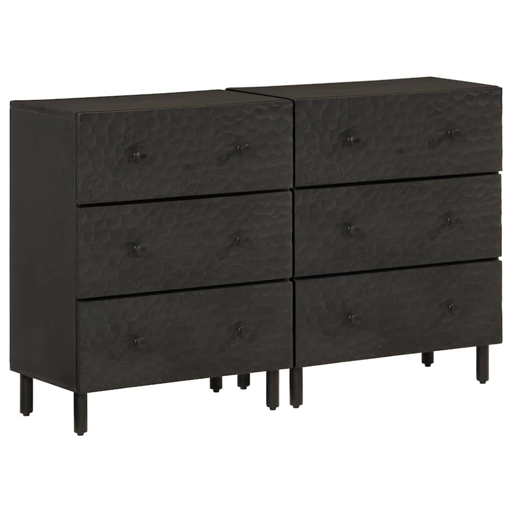 Schwarze Beistellschränke 60x33x75cm Mango Massivholz 2er Set