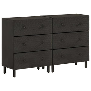 Schwarze Beistellschränke 60x33x75cm Mango Massivholz 2er Set
