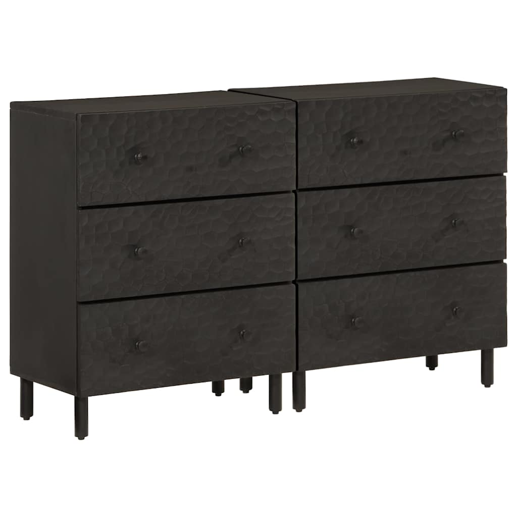 Schwarze Beistellschränke 60x33x75cm Mango Massivholz 2er Set