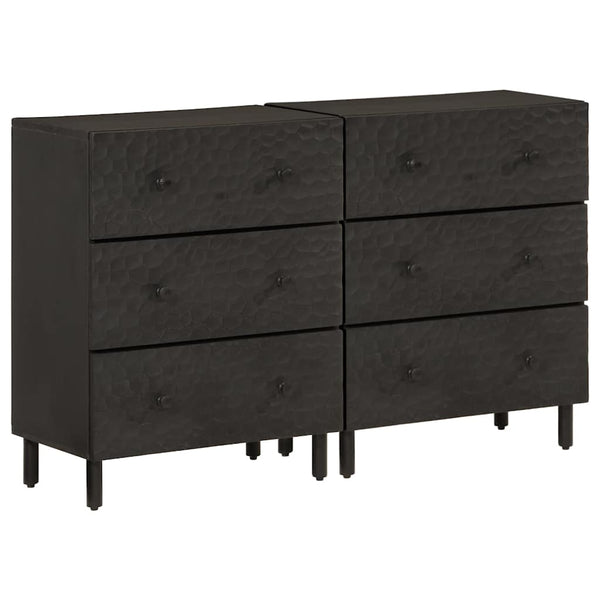 Schwarze Beistellschränke 60x33x75cm Mango Massivholz 2er Set