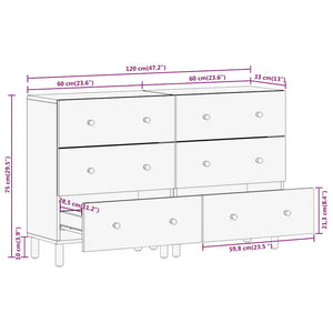 Schwarze Beistellschränke 60x33x75cm Mango Massivholz 2er Set