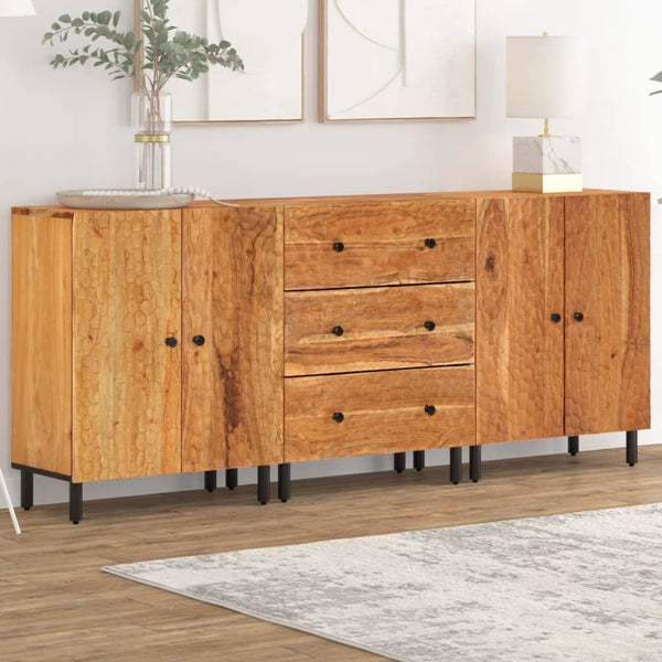vidaXL Commodes de chevet 3 pcs 60x33x75 cm Bois d'acacia massif