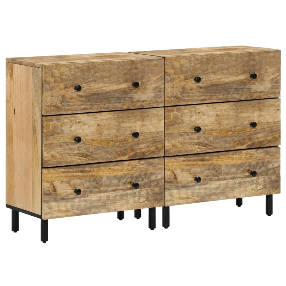 Mango Massivholz Beistellschränke, 2er-Set