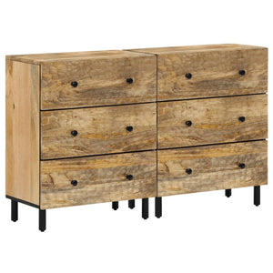 Mango Massivholz Beistellschränke, 2er-Set