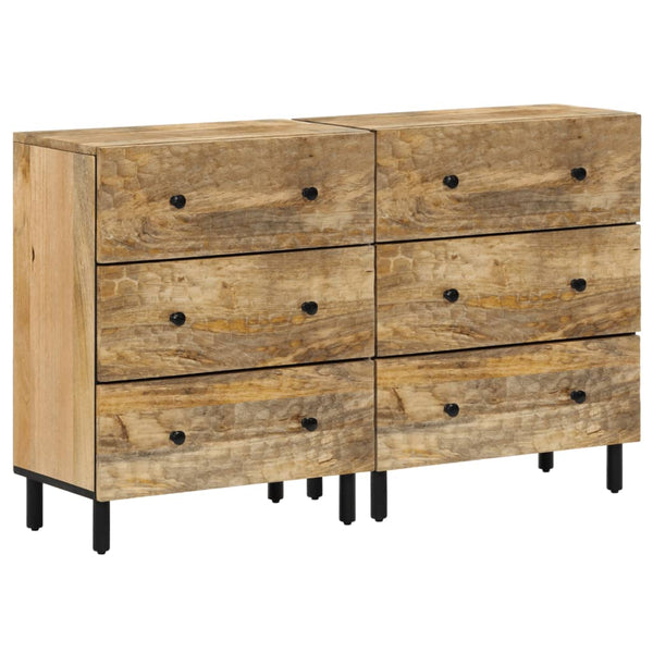 Mango Massivholz Beistellschränke, 2er-Set