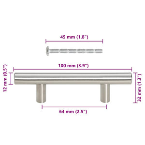 Möbelgriffe 10 Stk. Silbern 64 mm Edelstahl