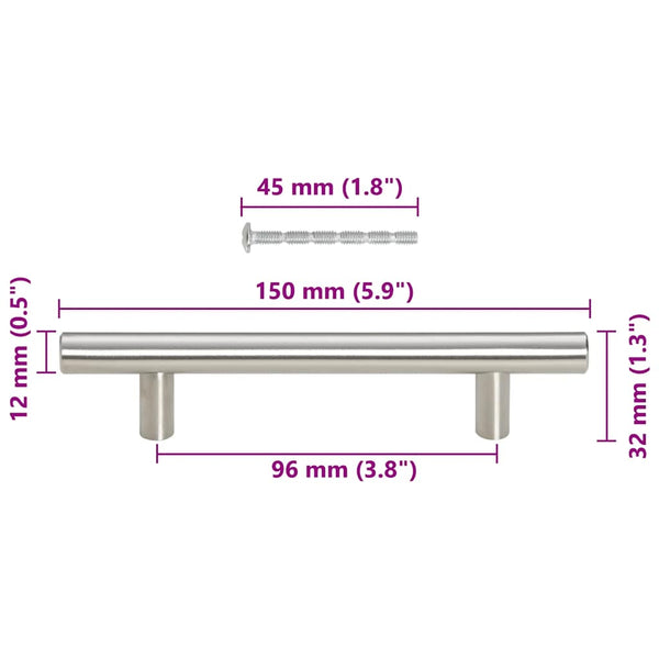Möbelgriffe 10 Stk. Silbern 96 mm Edelstahl