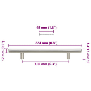 Möbelgriffe 10 Stk. Silbern 160 mm Edelstahl