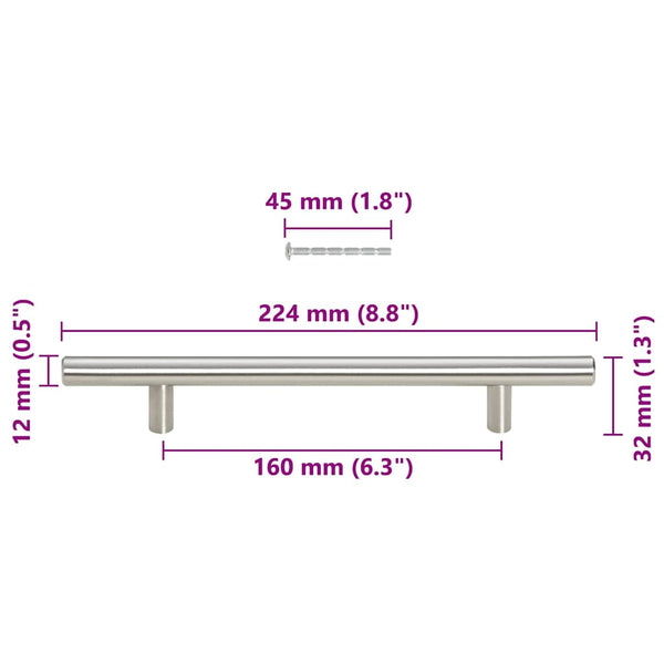Möbelgriffe 10 Stk. Silbern 160 mm Edelstahl