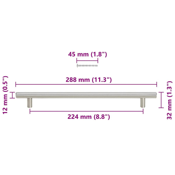 Möbelgriffe 5 Stk. Silbern 224 mm Edelstahl