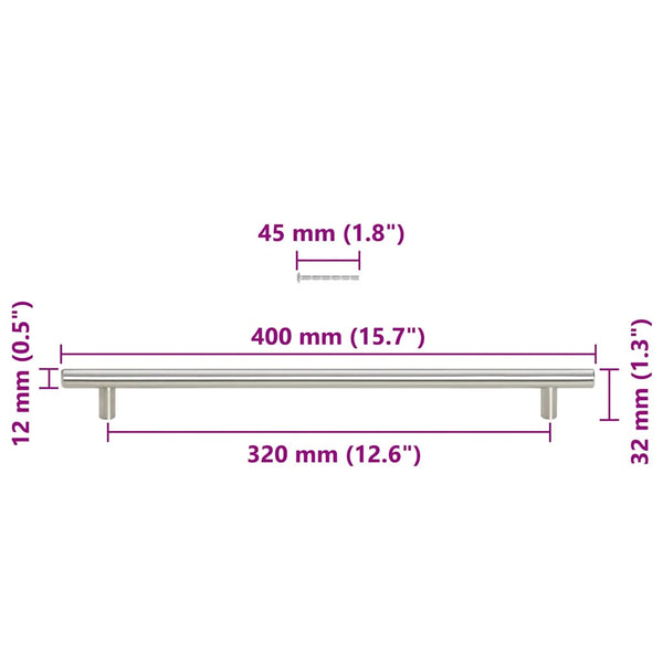 Möbelgriffe 5 Stk. Silbern 320 mm Edelstahl