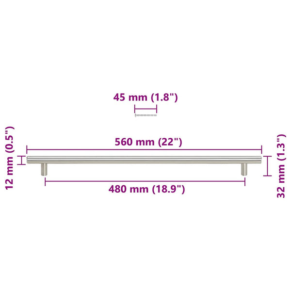 Möbelgriffe 5 Stk. Silbern 480 mm Edelstahl
