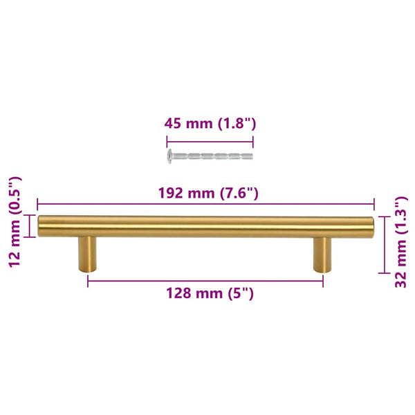 Möbelgriffe 10 Stk. Golden 128 mm Edelstahl