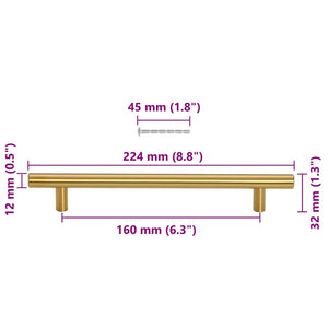 Möbelgriffe 10 Stk. Golden 160 mm Edelstahl