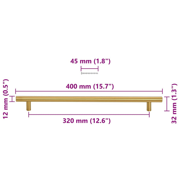 Möbelgriffe 5 Stk. Golden 320 mm Edelstahl