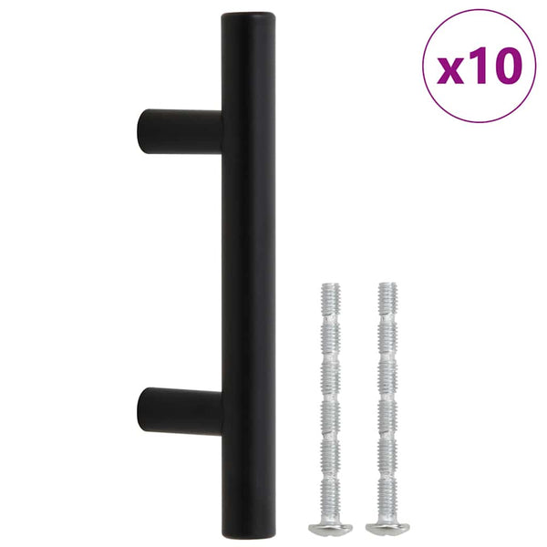 Möbelgriffe 10 Stk. Schwarz 64 mm Edelstahl