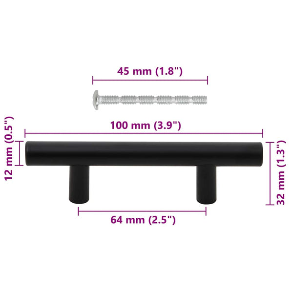 Möbelgriffe 10 Stk. Schwarz 64 mm Edelstahl