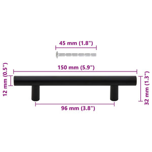 Möbelgriffe 10 Stk. Schwarz 96 mm Edelstahl