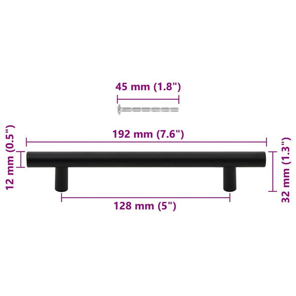 Möbelgriffe 10 Stk. Schwarz 128 mm Edelstahl