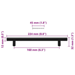 Möbelgriffe 10 Stk. Schwarz 160 mm Edelstahl