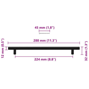 Möbelgriffe 5 Stk. Schwarz 224 mm Edelstahl