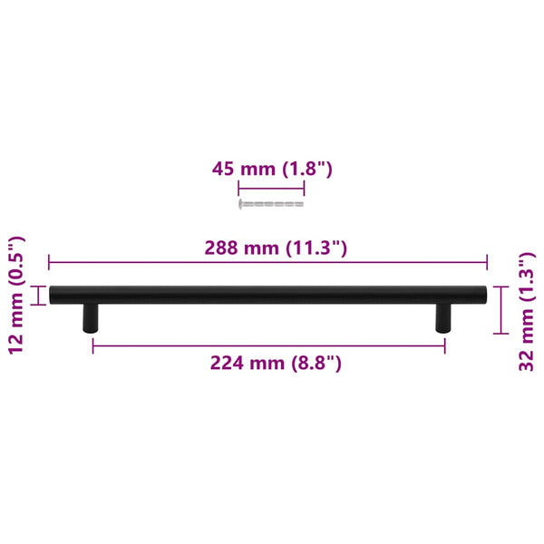 Möbelgriffe 5 Stk. Schwarz 224 mm Edelstahl