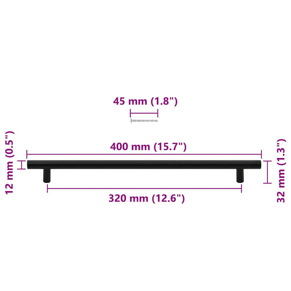 Möbelgriffe 5 Stk. Schwarz 320 mm Edelstahl