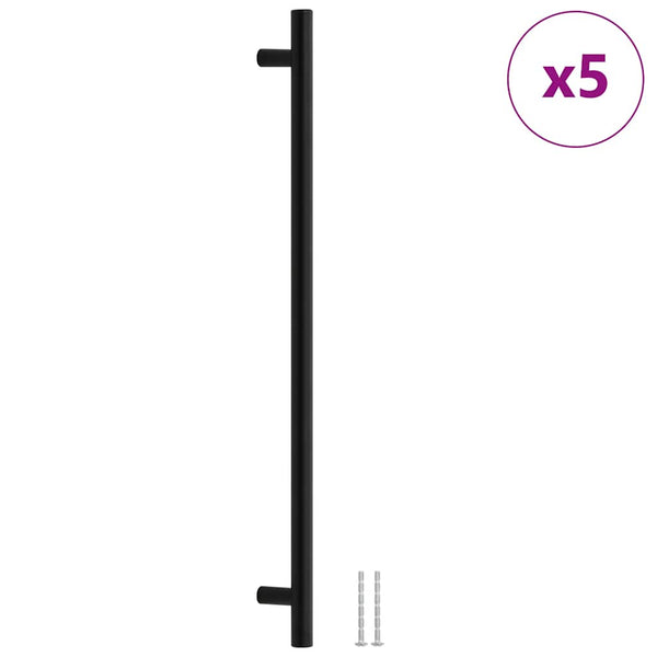 vidaXL Poignées de meuble 5 pcs Noir 480 mm Acier inoxydable