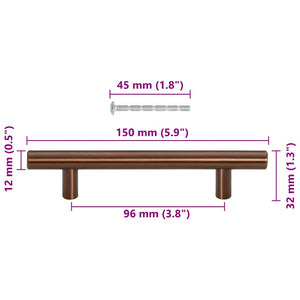 Möbelgriffe 10 Stk. Bronzen 96 mm Edelstahl