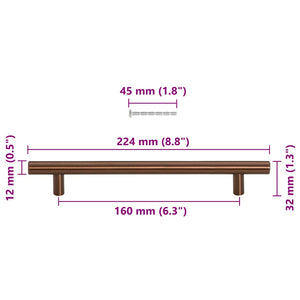 Möbelgriffe 10 Stk. Bronzen 160 mm Edelstahl