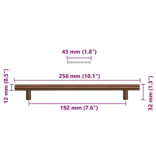 vidaXL Poignées de meubles 5 pcs Bronze 192 mm Acier inoxydable