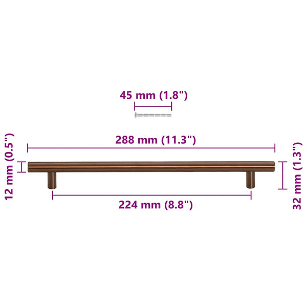 Möbelgriffe 5 Stk. Bronzen 224 mm Edelstahl