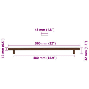 vidaXL Poignées de meubles 5 pcs Bronze 480 mm Acier inoxydable