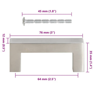 vidaXL Poignées de meubles 10 pcs Argentées 64 mm Acier inoxydable