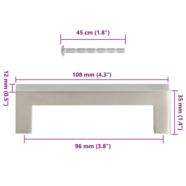 Möbelgriffe 10 Stk. Silbern 96 mm Edelstahl