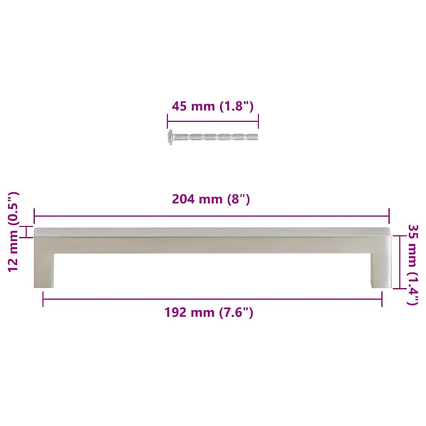 Möbelgriffe 5 Stk. Silbern 192 mm Edelstahl
