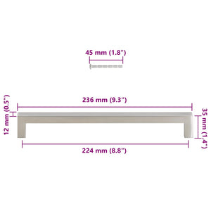 vidaXL Poignées de meubles 5 pcs Argenté 224 mm Acier inoxydable