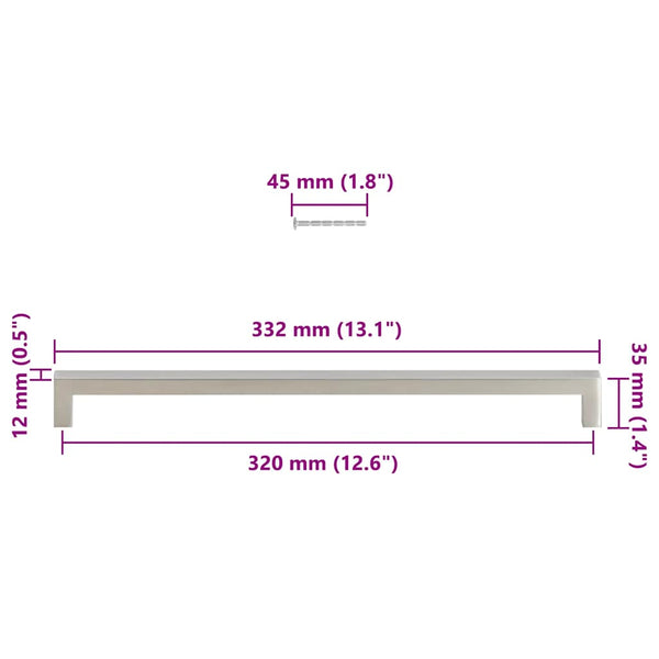 Möbelgriffe 5 Stk. Silbern 320 mm Edelstahl