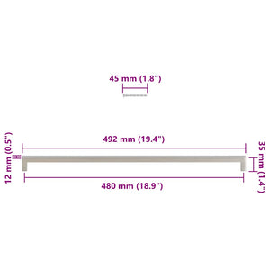 Möbelgriffe 5 Stk. Silbern 480 mm Edelstahl