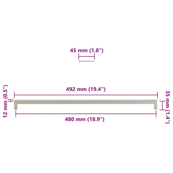 Möbelgriffe 5 Stk. Silbern 480 mm Edelstahl