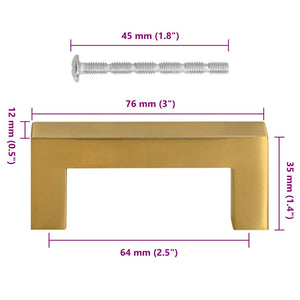 Möbelgriffe 10 Stk. Golden 64 mm Edelstahl