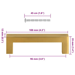Möbelgriffe 10 Stk. Golden 96 mm Edelstahl