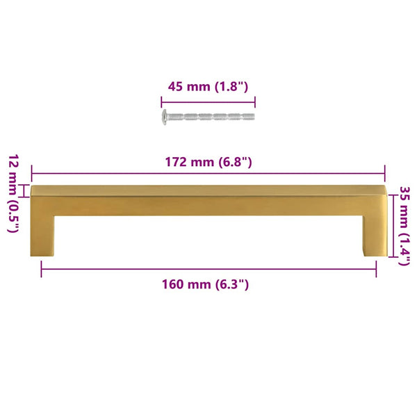 Möbelgriffe 10 Stk. Golden 160 mm Edelstahl