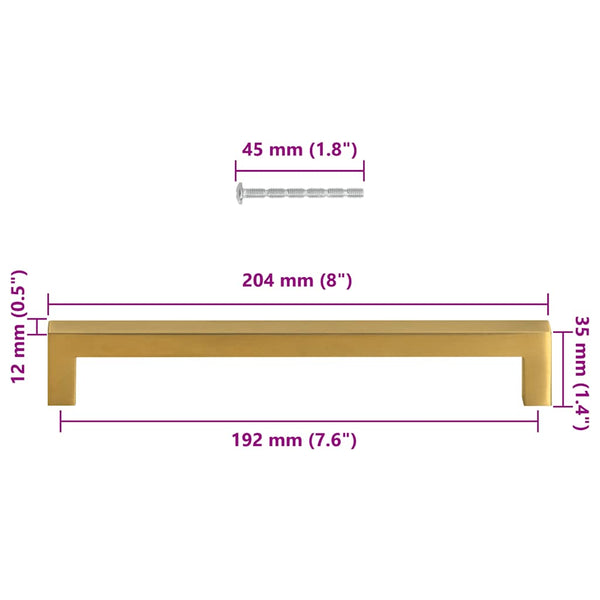 Möbelgriffe 5 Stk. Golden 192 mm Edelstahl