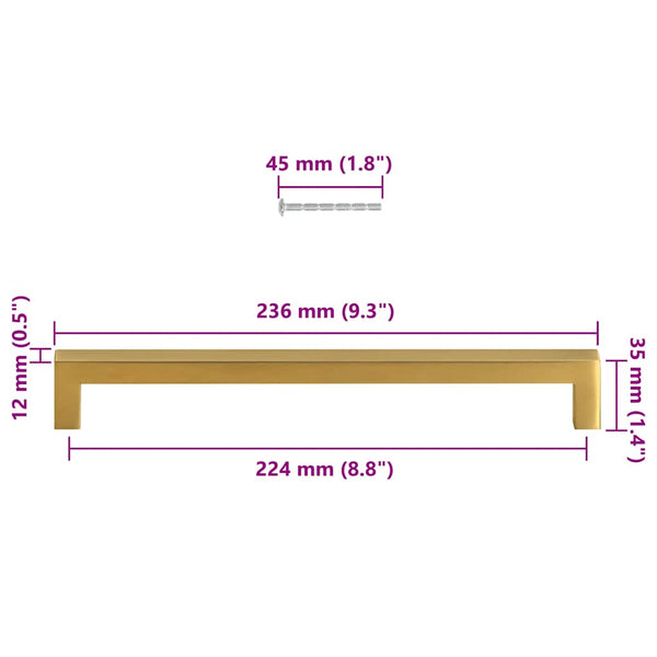 Möbelgriffe 5 Stk. Golden 224 mm Edelstahl