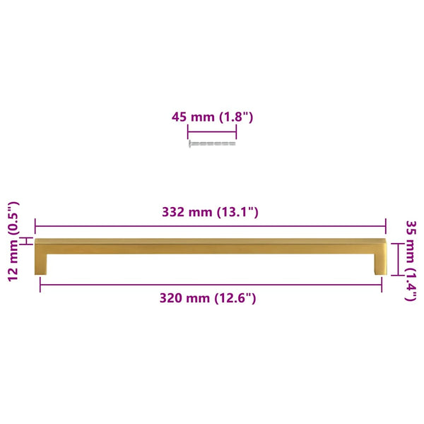 Möbelgriffe 5 Stk. Golden 320 mm Edelstahl