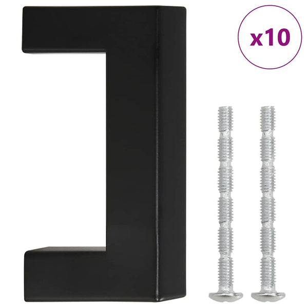 Möbelgriffe 10 Stk. Schwarz 64 mm Edelstahl