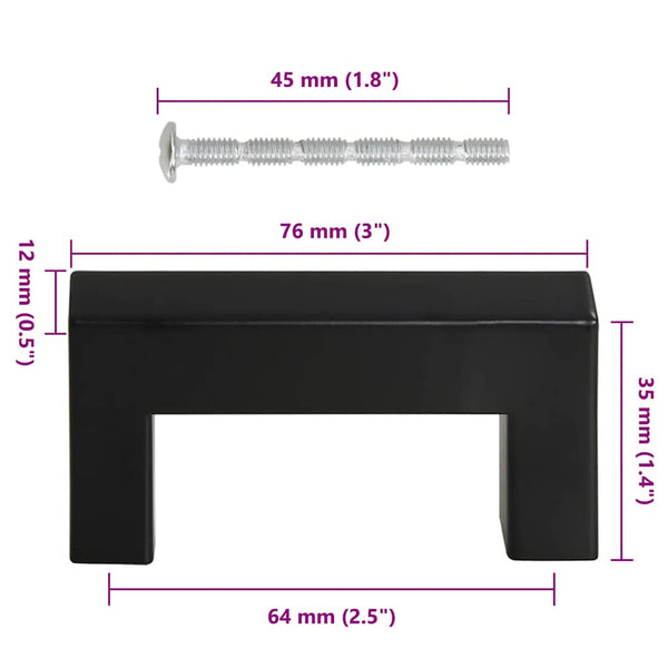 Möbelgriffe 10 Stk. Schwarz 64 mm Edelstahl